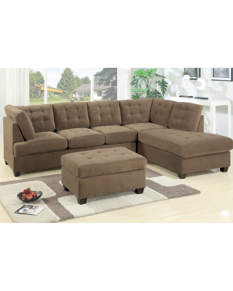 Sectional Sofa, Waffle Suede Sectional Sofa, Waffle Suede, Truffle