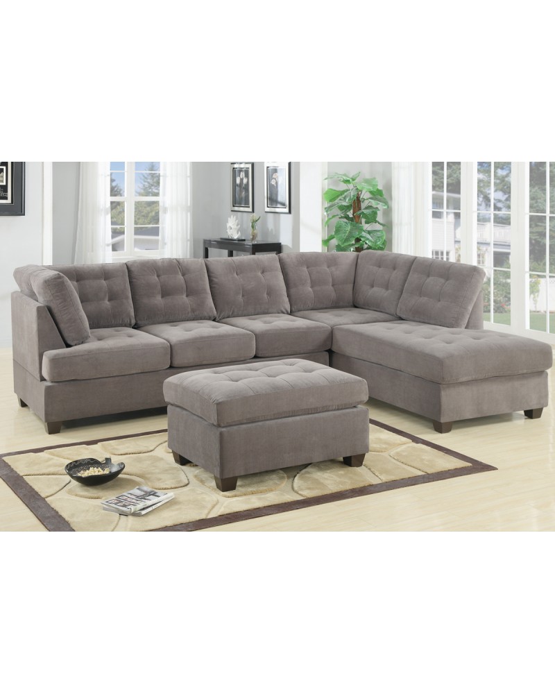 Sectional Sofa, Waffle Suede Sectional Sofa, Waffle Suede, Charcoal