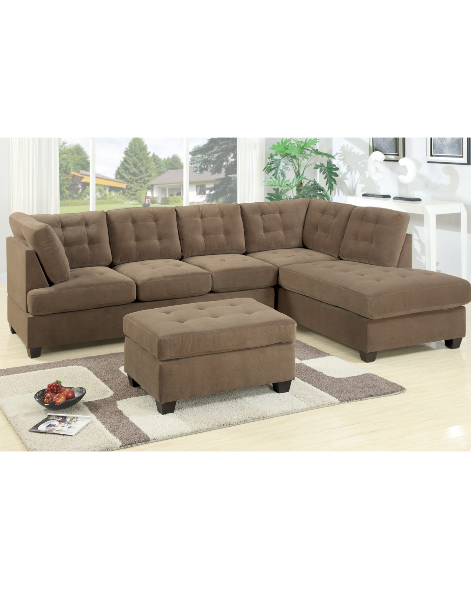Sectional Sofa, Waffle Suede