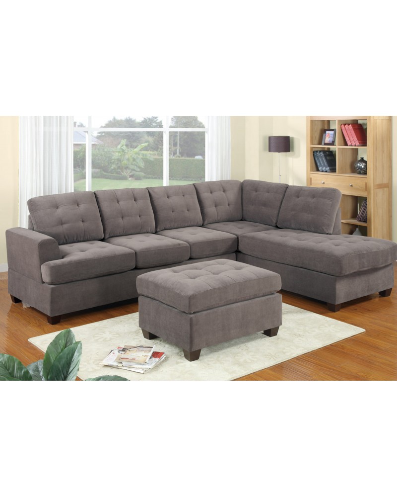 2 Piece Sectional Sofa in Heather Grey