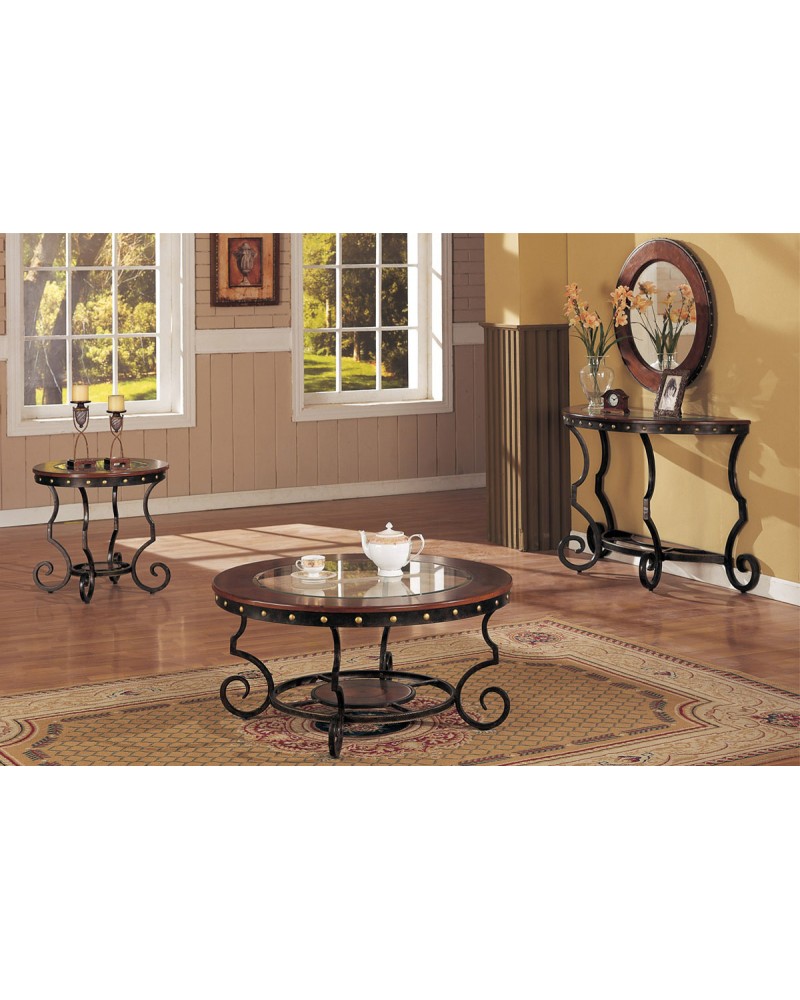 Coffee Table and Matching End and Consol Tables, Round