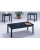 3 Piece Coffee Table Set, Black Faux Marble Top