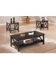 3 Piece Coffee Table Set, Contemporary, Dark Walnut Finish