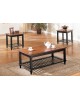 3 Piece Coffee Table Set, Country Style, Two Tone Wood Finish