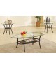 3 Piece Coffee Table Set, Elliptical Glass Top with Stone Mosaic Shelf 3 Piece Coffee Table Set, Elliptical Glass Top with Stone Mosaic Shelf