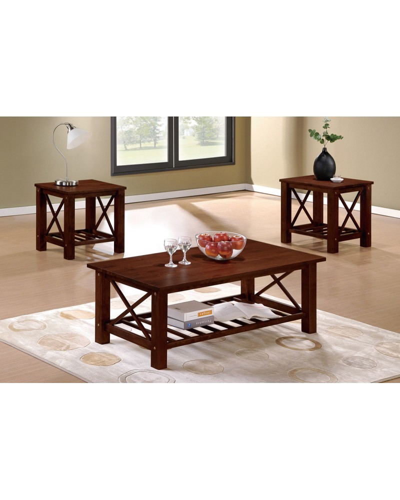 3 Piece Coffee Table Set, Contemporary Wood Finish