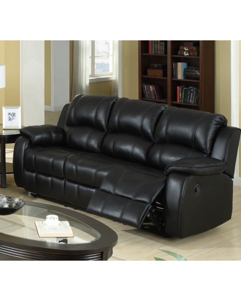 F7046 Leather Reclining Sofa, Black