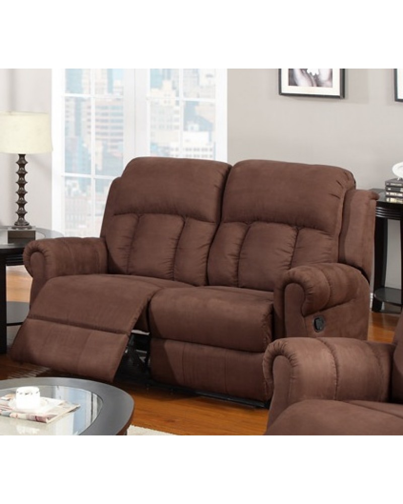 Padded Microfiber Motion Sofa, Loveseat and Recliner, Chocolate Loveseat