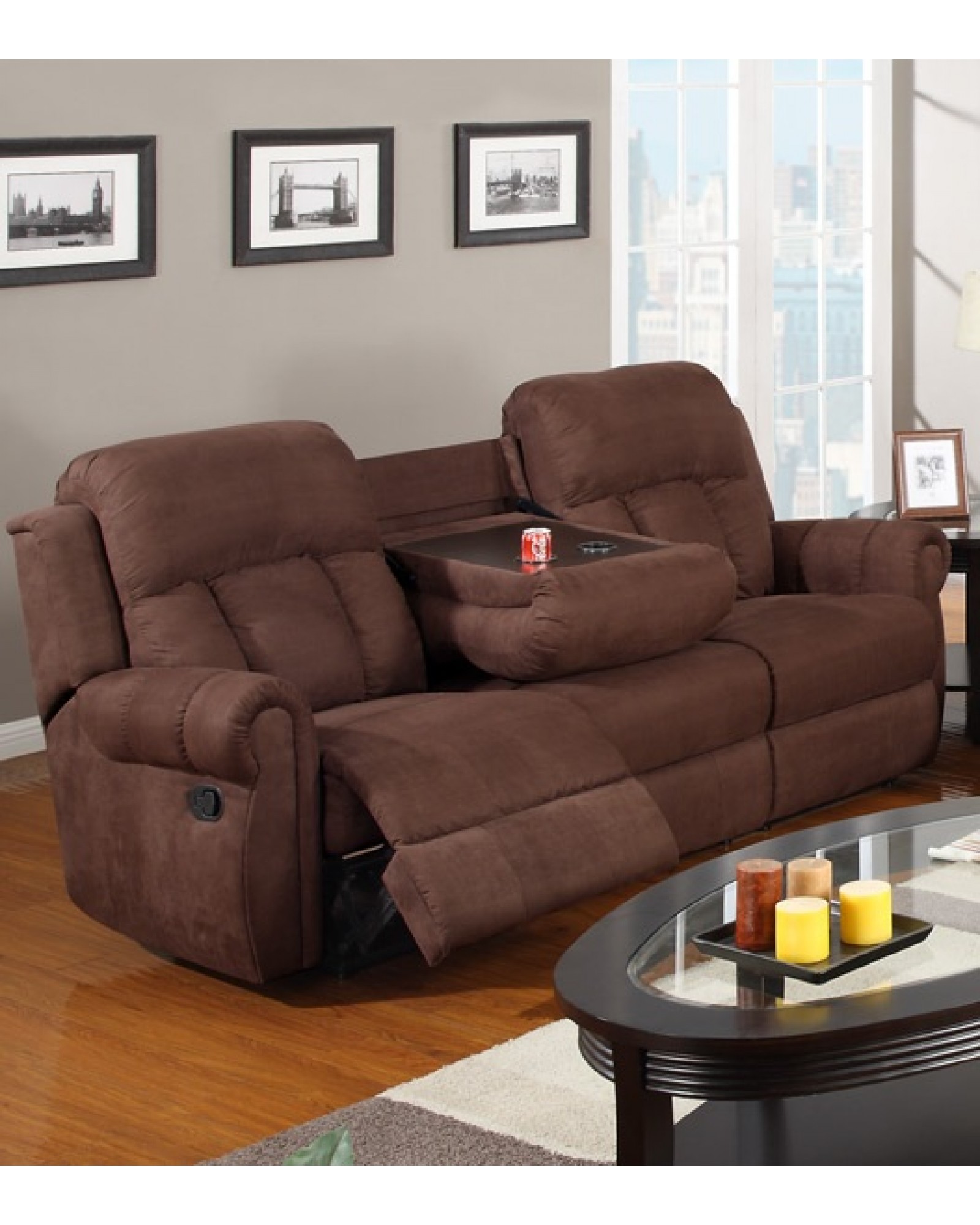 Padded Microfiber Motion Sofa, Loveseat and Recliner, Chocolate