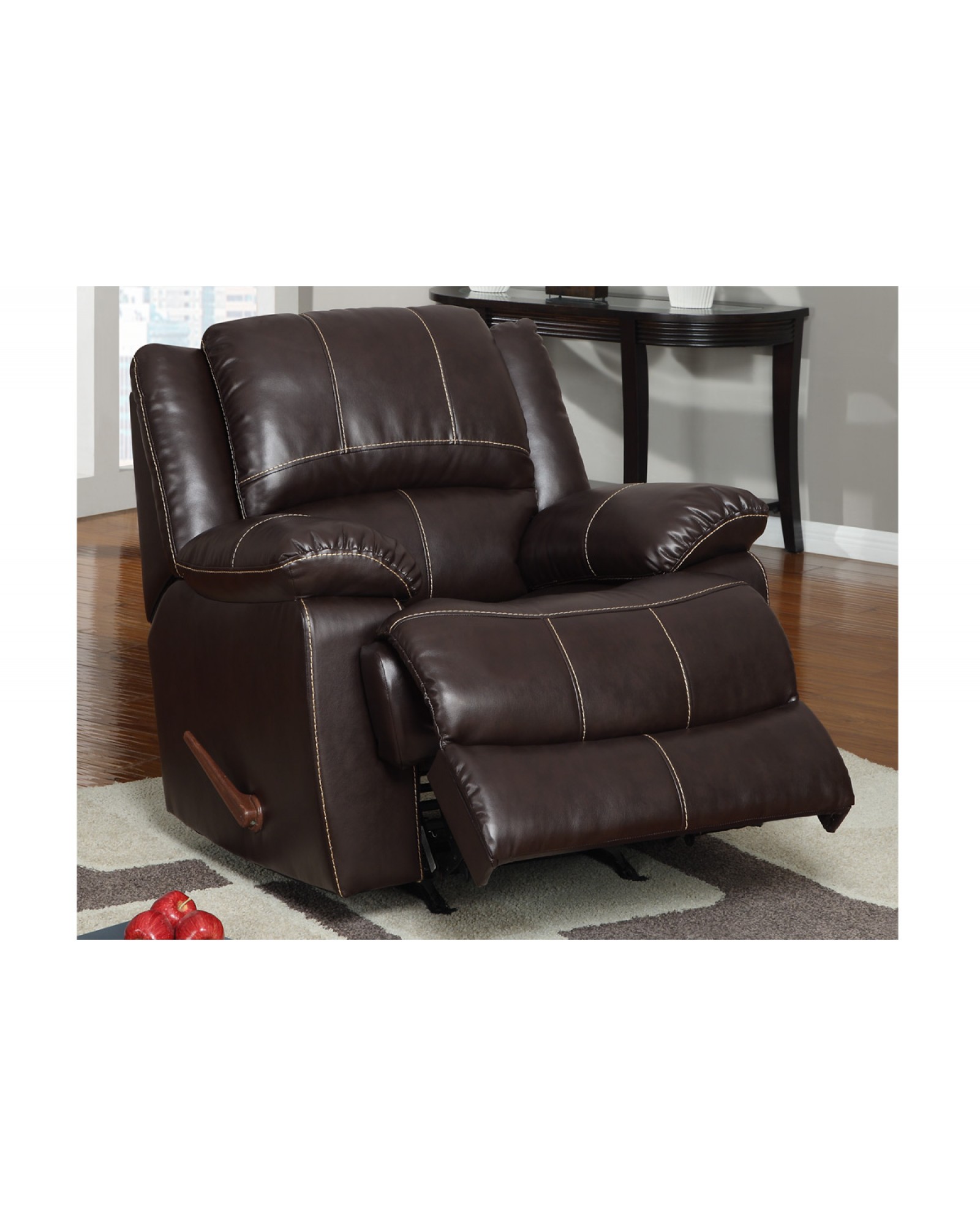 Bonded Leather Motion Sofa, Loveseat and Recliner, Dark Brown