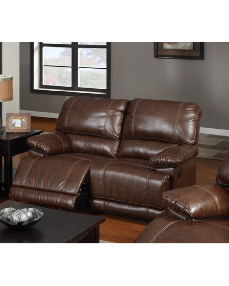 Bonded Leather Motion Sofa, Loveseat and Recliner, Mahogany Loveseat