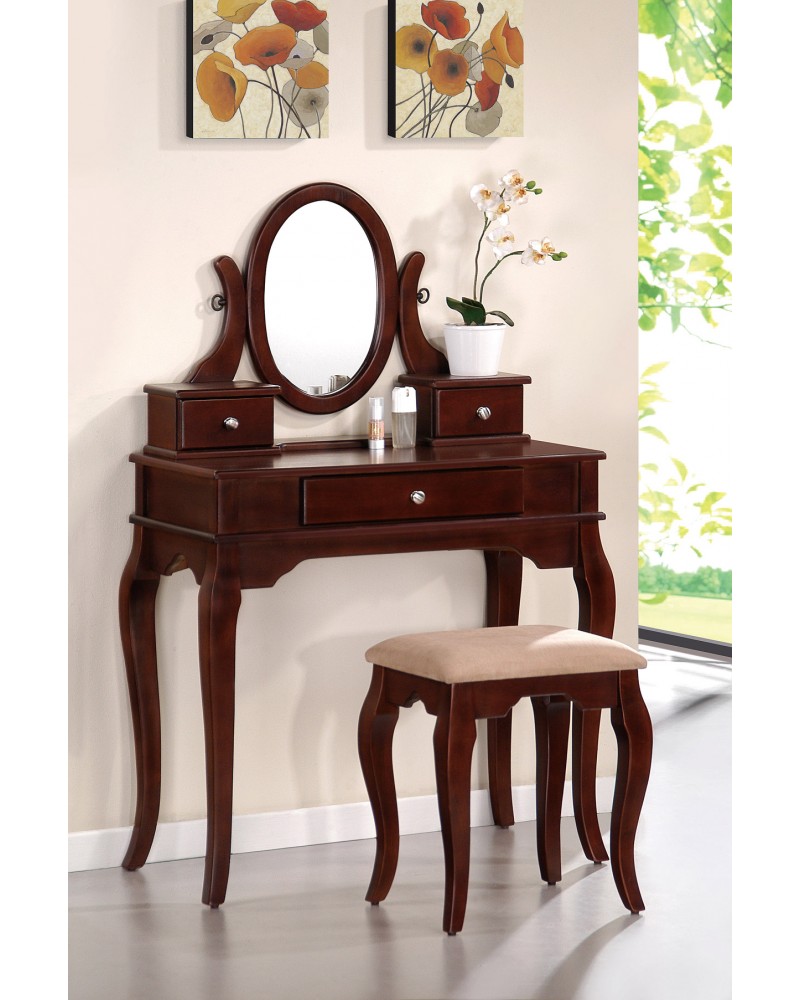 Vanity Set with Stool, Queen Anne Legs, Multiple Finishes Available