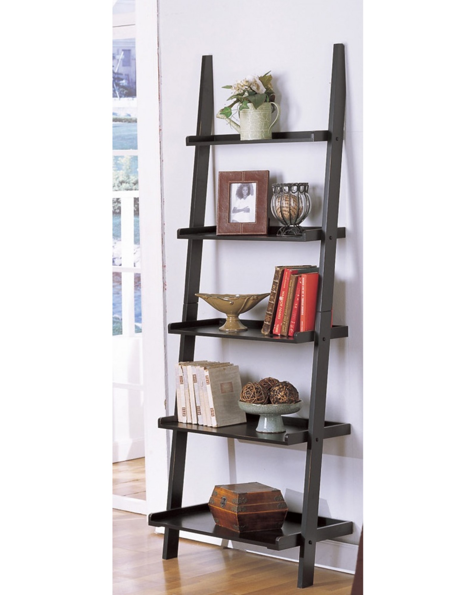 Magazine Table and Matching Wall Shelf, Black