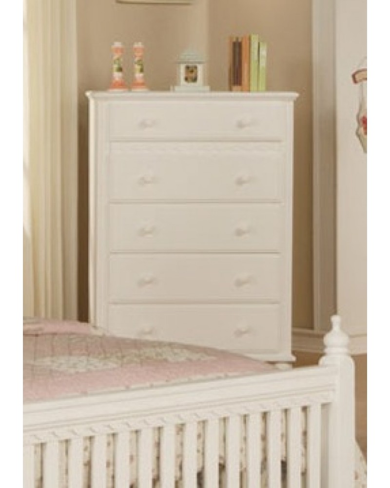 Country Style Youth Bed Set, White.  Available in Twin and Full. Chest of Drawers