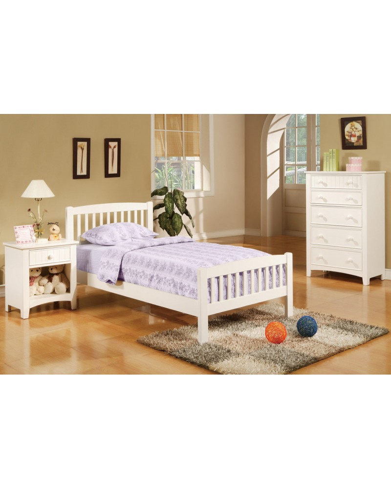 Country Style Youth Bed Set, White. Bedframe