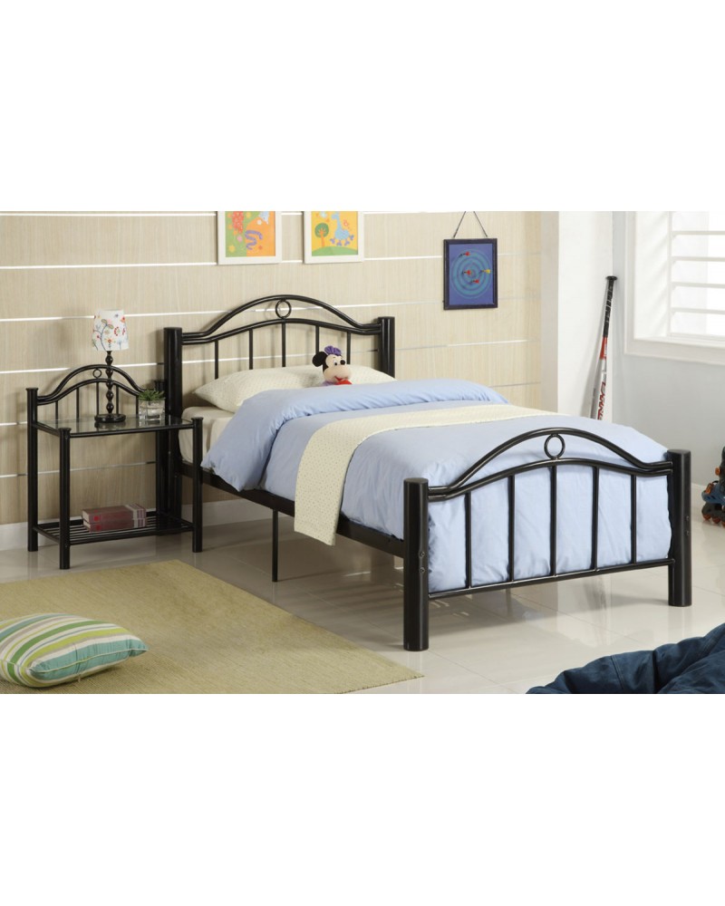 Black Metal Frame Youth Bed in Twin or Full