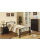 Black Metal Frame Youth Bed with Slats.  Bent Metal Accents.  Available in Twin and Full. Twin Bed