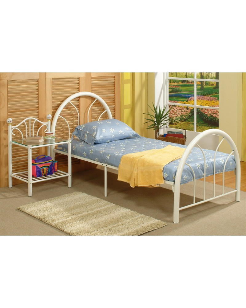 Day Bed, White Tubular Metal Frame - Twin Twin Bed