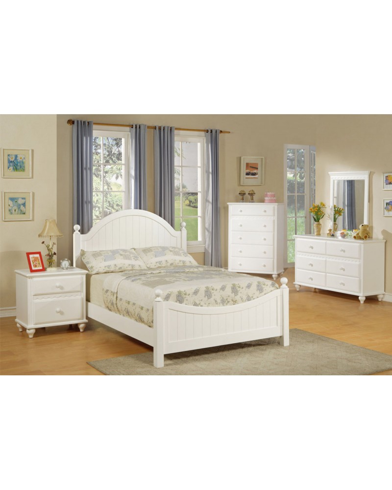 Country Style Youth Bed Set, White.  Available in Twin and Full. Full Bed