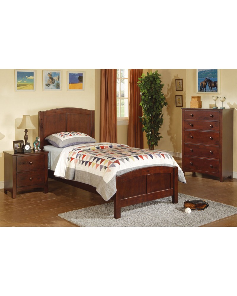 Twin Bed Set, Dark Oak. Twin Bed