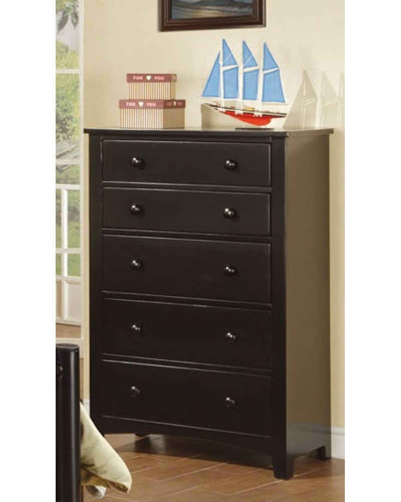 Black and Bold Youth Bedroom Set, Available in Twin and Full. Chest of Drawers