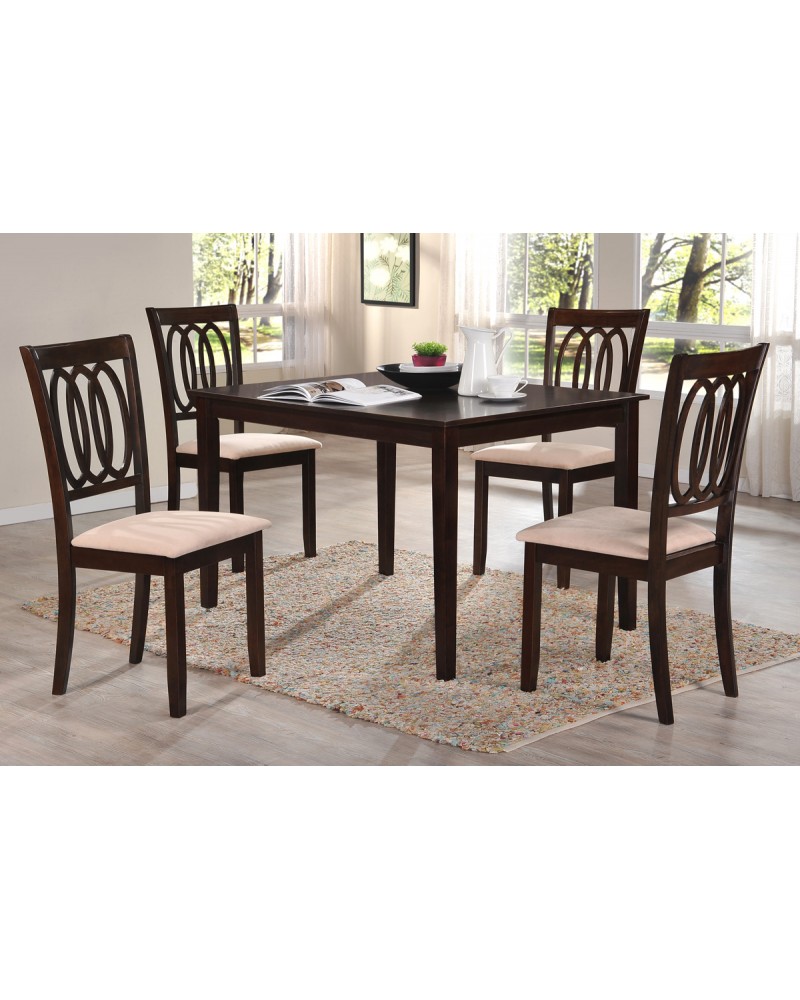 Dark Espresso Dining Table Set with Straight Legs 6 Seat Table and Chairs