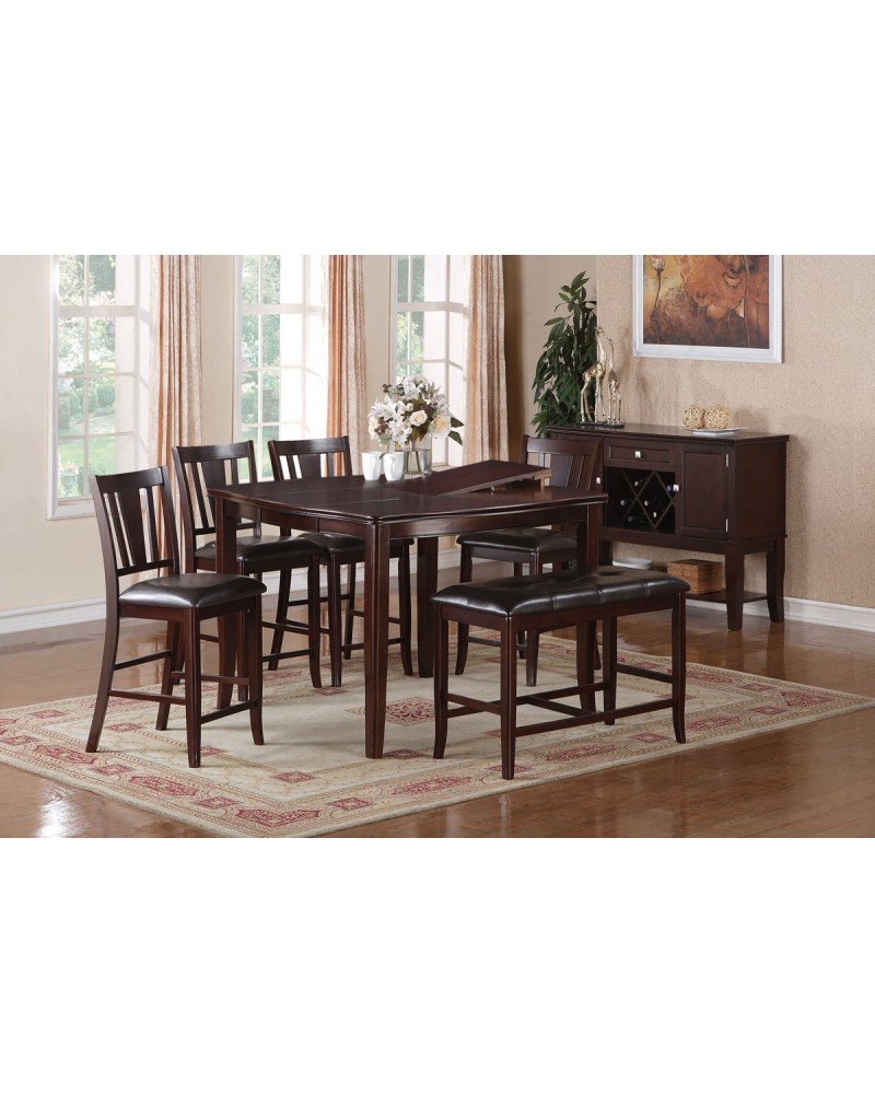 6 Piece Counter Height Dining Set with Leaf