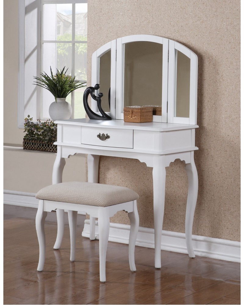 White Vanity Set with Stool