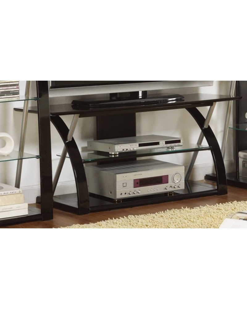 Contemporary TV Stand, Black with Optional Media Shelves TV Stand