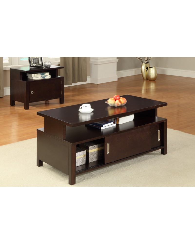 Coffee Table with Storage, Espresso Coffee Table