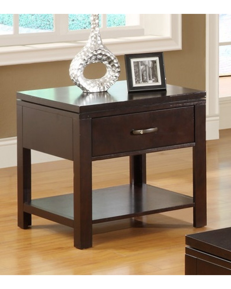 Wood Coffee Table and End Table, Espresso Finish End Table