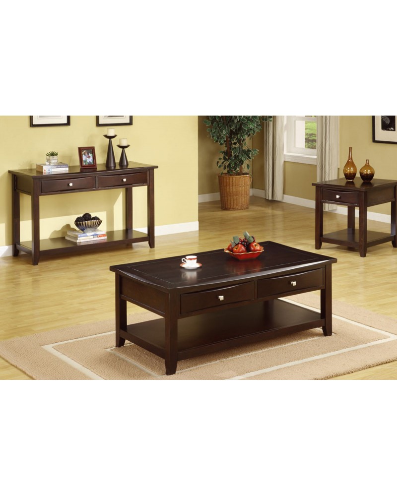 Coffee Table Set with Drawers, Espresso Coffee Table