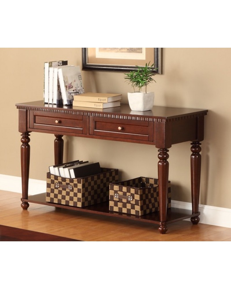 Coffee Table Set, Cherry Veneer Console Table