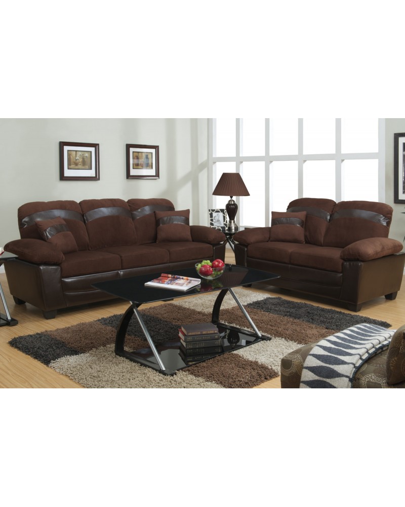 Chocolate Sofa and Love Seat with Storage