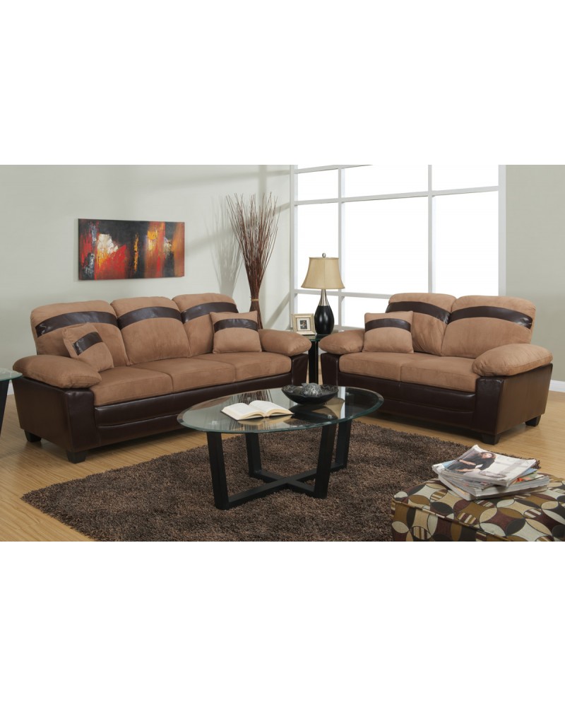 Saddle Tan Sofa and Love Seat with Storage