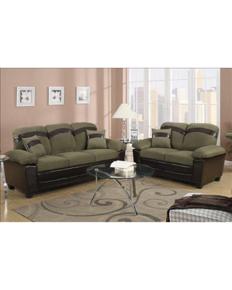Sage Green Sofa and Love Seat with Storage