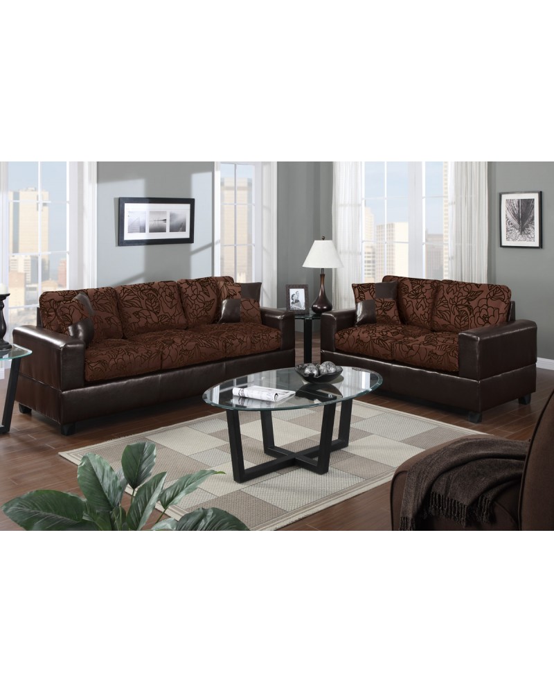 Chocolate Sofa and Loveseat Combination