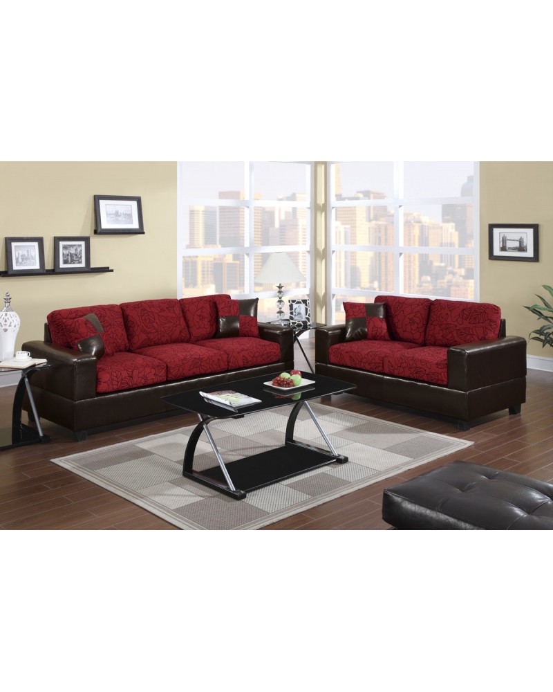 Red Sofa and Loveseat Combination