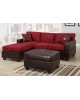 All-In-One Floral Print Sectional Sofa with Ottoman - Red