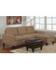 All-In-One Microfiber Sectional Sofa with Ottoman - Saddle Tan