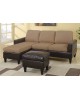 All-In-One Faux Leather and Microfiber Sectional Sofa with Ottoman - Saddle Tan