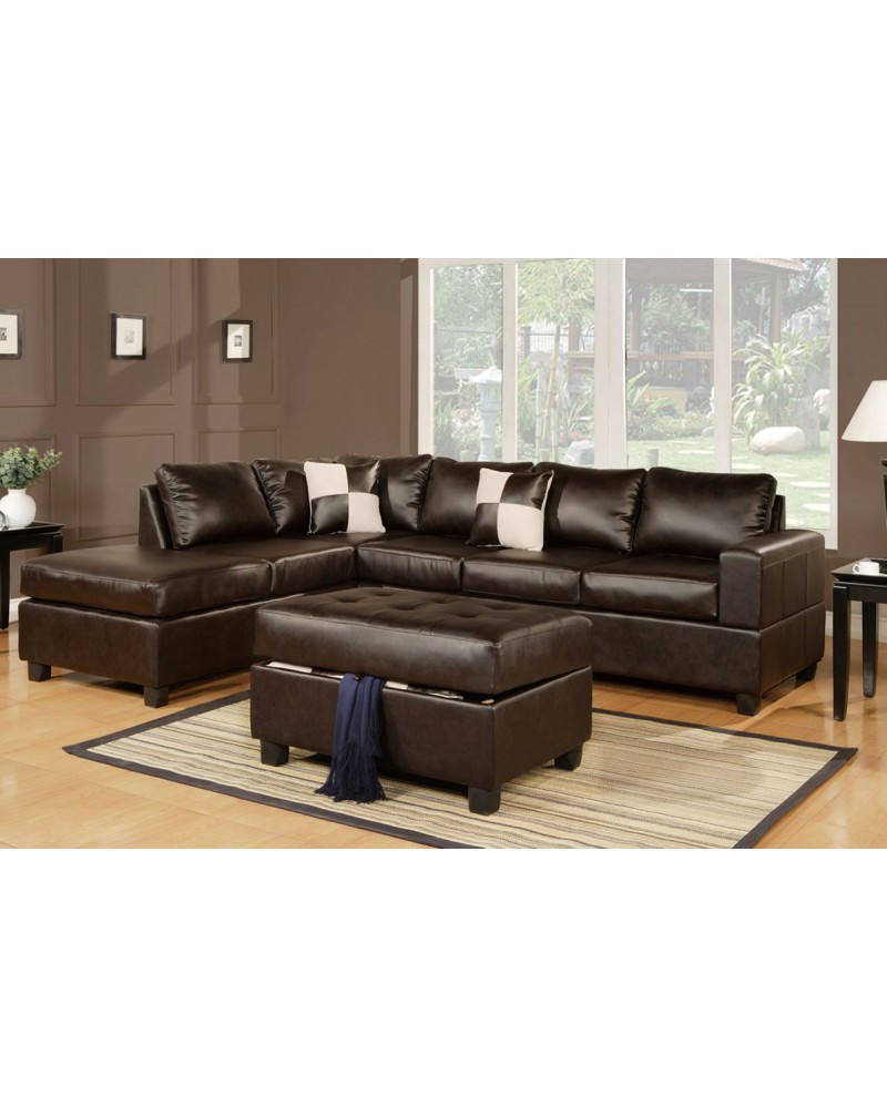 3 Piece Bonded Leather Sectional - F7351