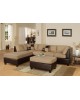 3-Piece Sectional Sofa and Ottoman - Two Tone Microfiber, Hazelnut
