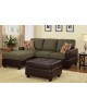 All-In-One Microfiber Plush Sectional Sofa with Ottoman - Sage