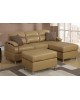 All-In-One Modern Bonded Leather Sectional Sofa with Ottoman - Tan