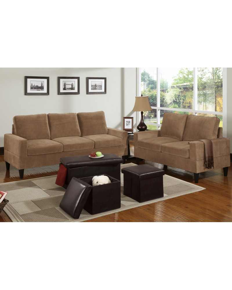 5 Piece Saddle Tan Microfiber Living Room Set 