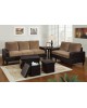 5 Piece Two Tone Saddle Tan Microfiber Living Room Set 