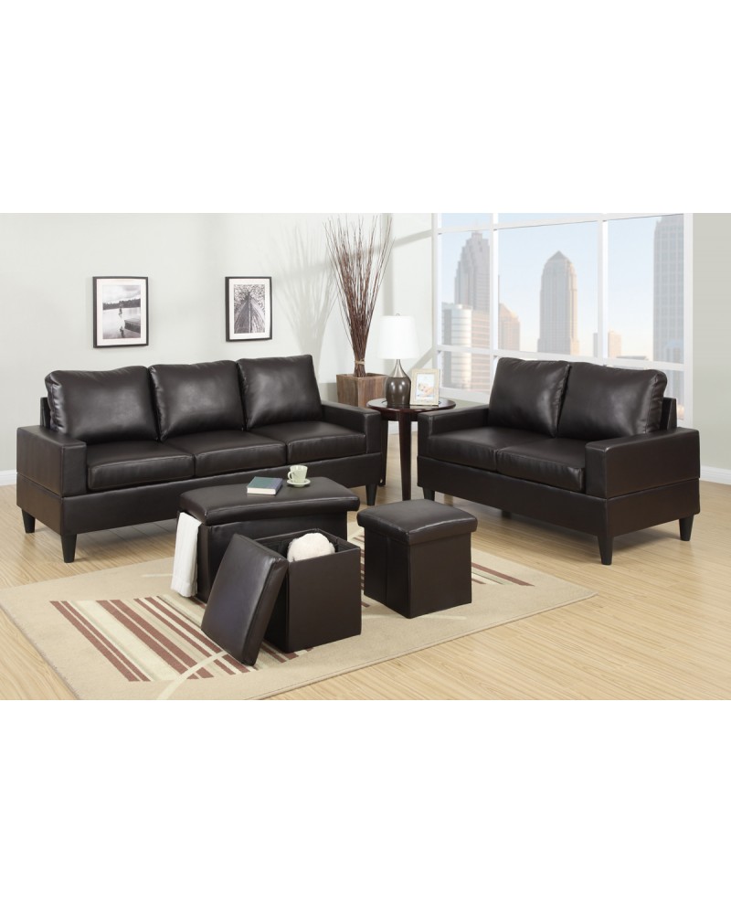 5 Piece Espresso Leather Living Room Set 