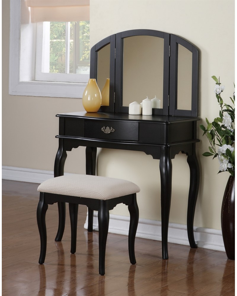 Black Vanity Set with Stool