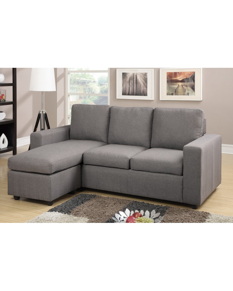 Grey Linen Sectional Sofa by Poundex - F7491